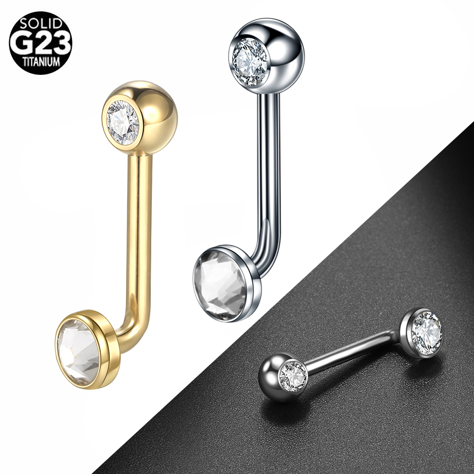 Christina Jewelry & Watches Marguerite Ørestik Forgyldt Sølv - 1PC G23 Titanium CZ Curved Barbell