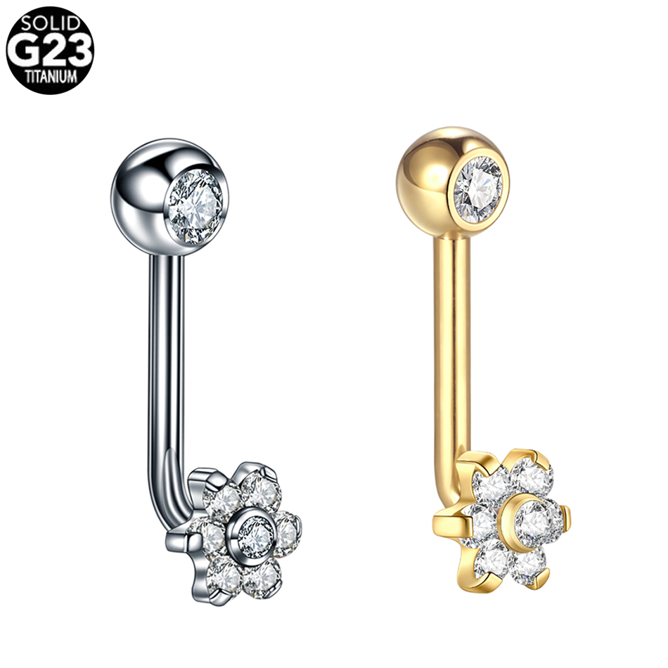 Christina Jewelry & Watches Marguerite Ørestik Forgyldt Sølv - 1pc 14G Titanium Flower Christina Piercings