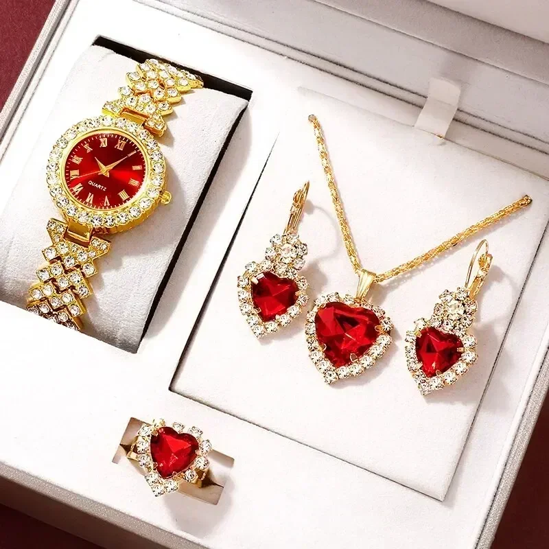 Jewelry Clasp Watches - Golden Luxury Watch Women Ring Necklace