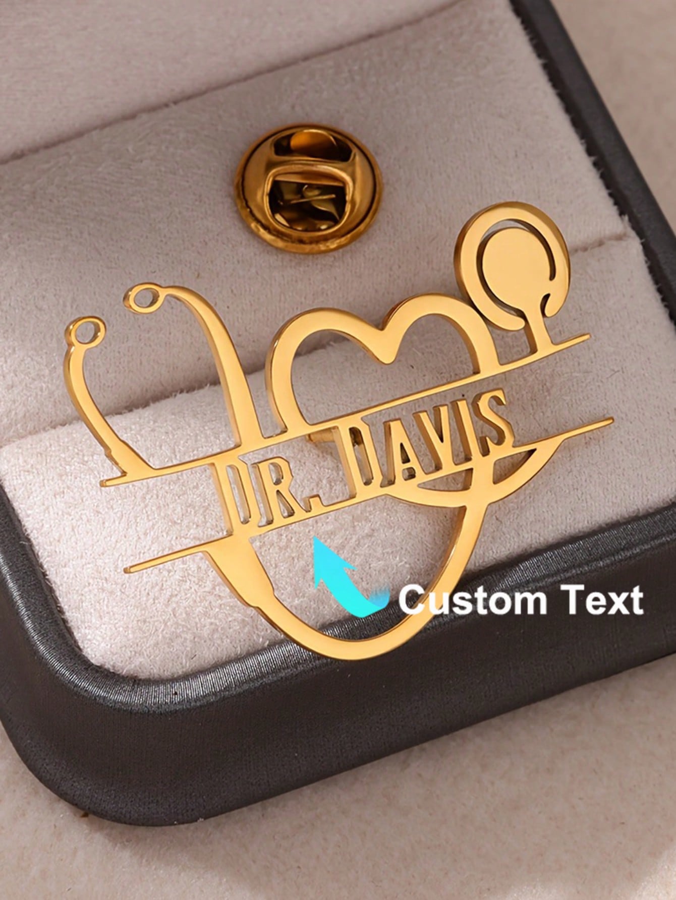 Vintage Brooch Pin - Personalized Vintage Stethoscope Heart Brooch Pin