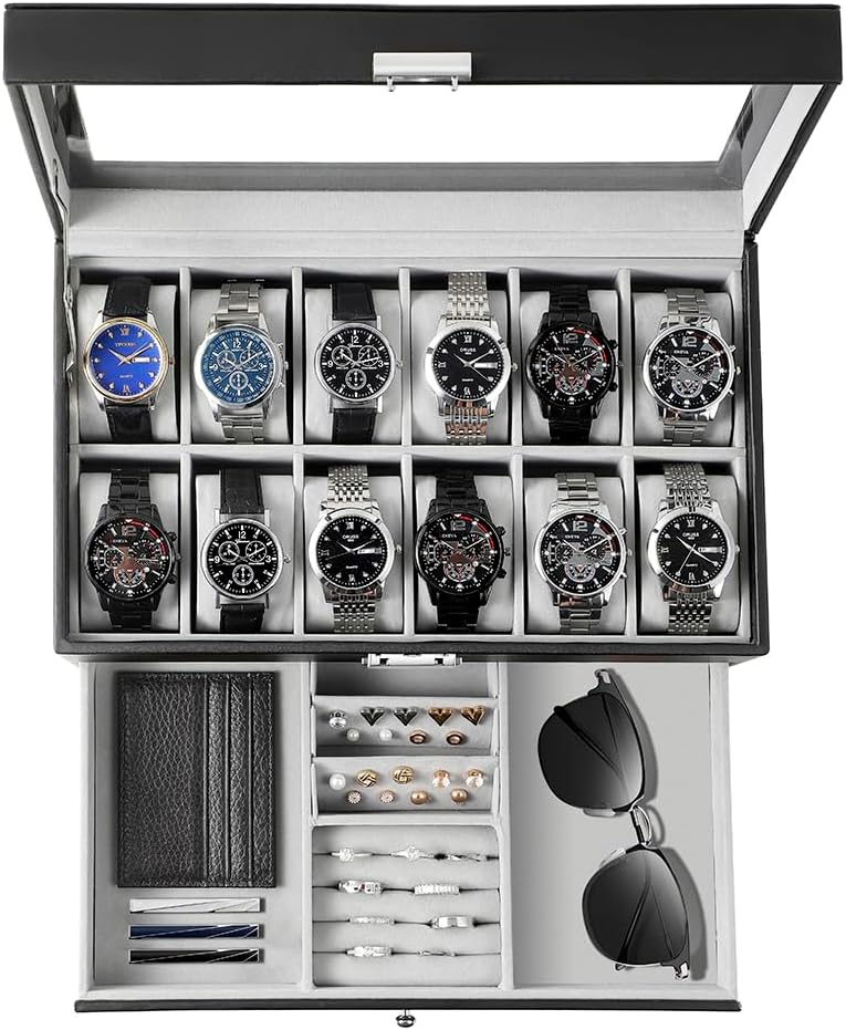 Jewelry Organizer Watches - Watch Box Organizer for Men Gift,