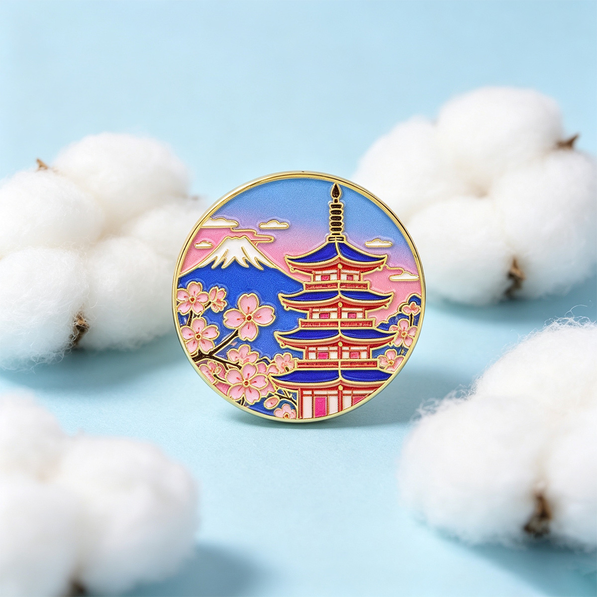 Japanese Cherry Blossom Enamel - Vintage Brooch Pin recension och pris