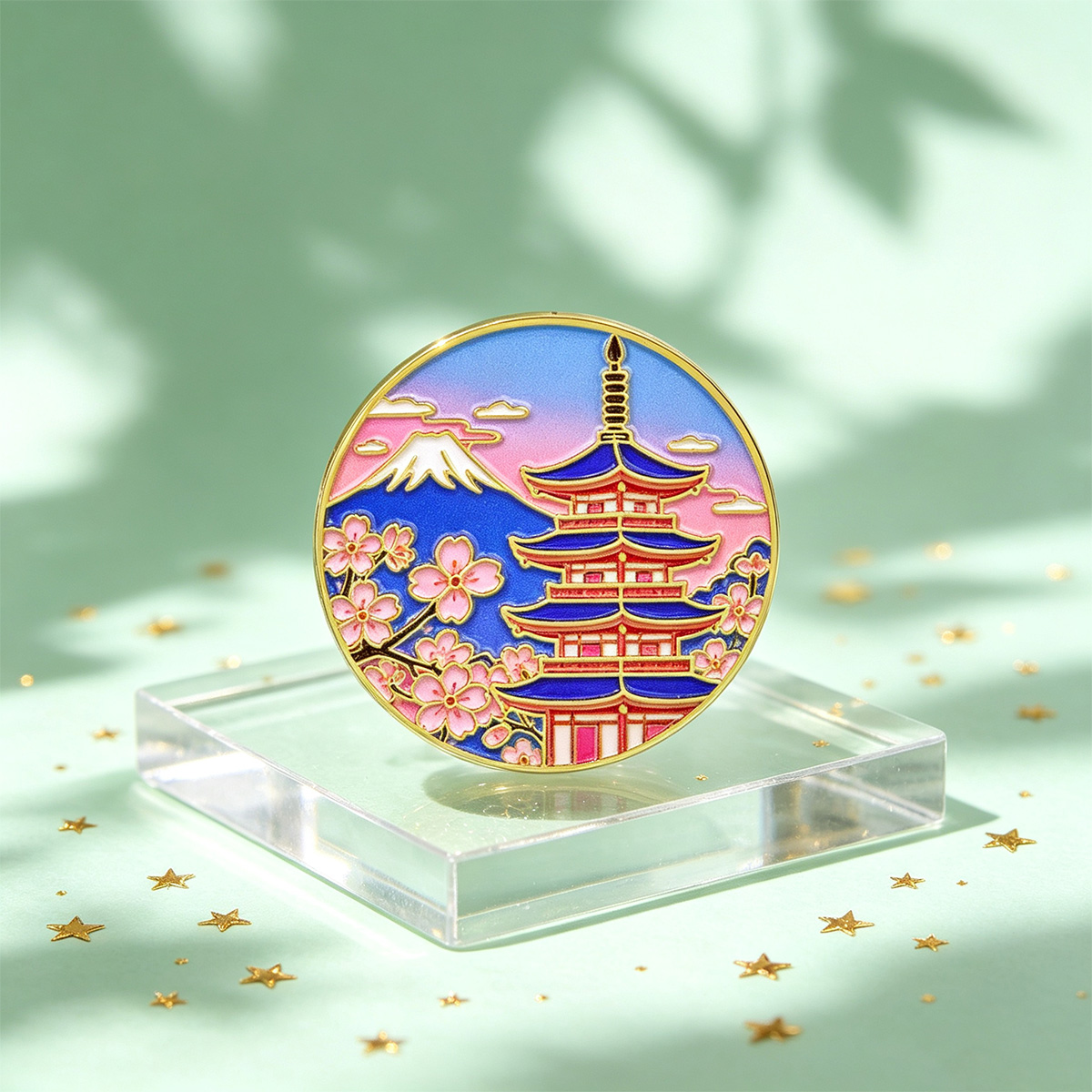 Japanese Cherry Blossom Enamel - Vintage Brooch Pin recension och pris