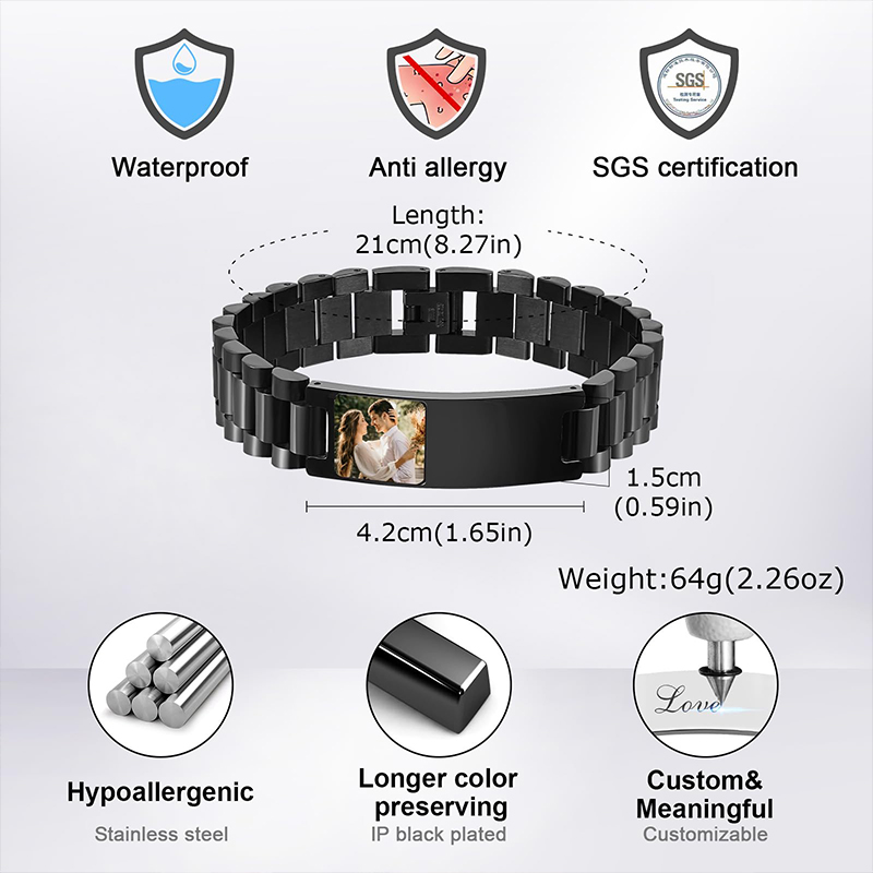 Custom Picture Text Bracelet W - Jewelry Clasp Watches recension och pris