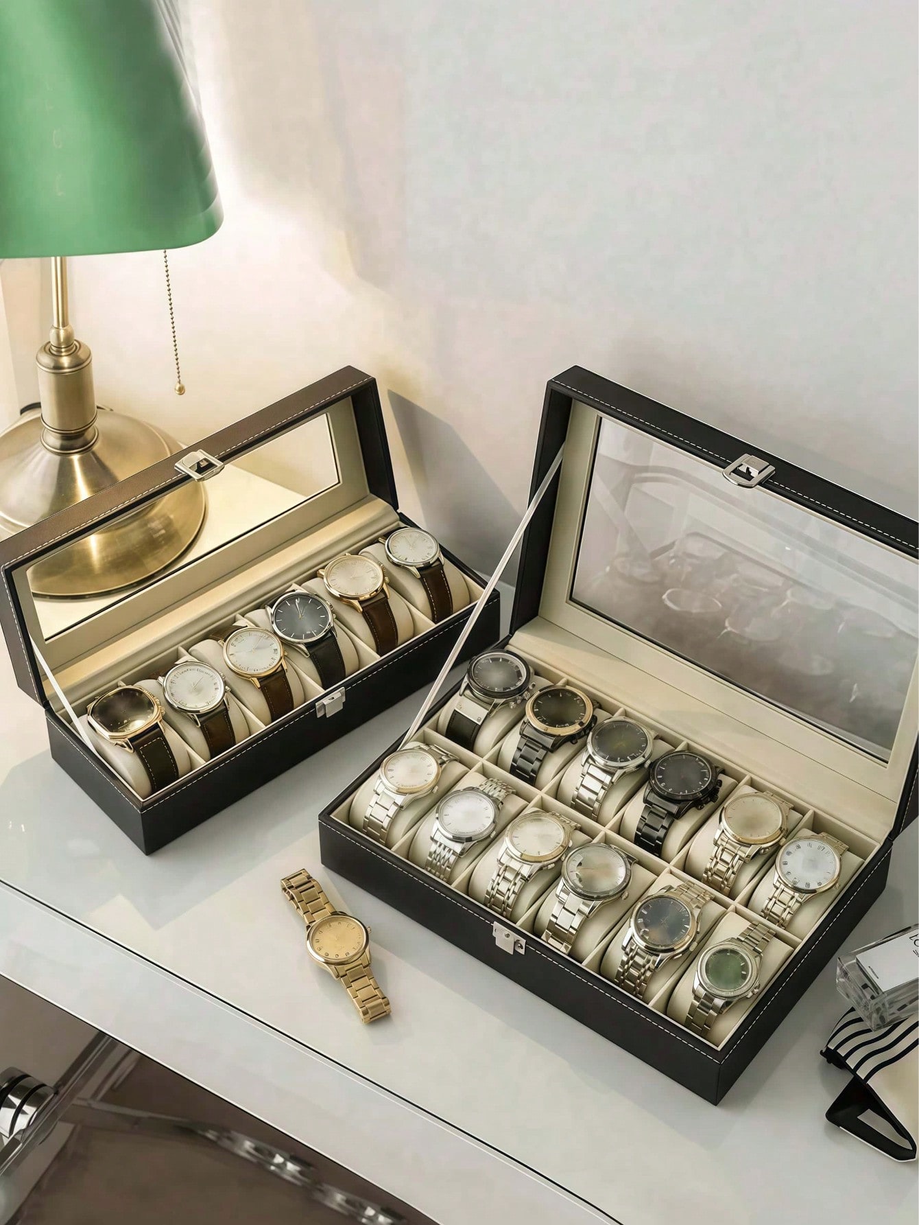 Leather Watch Box with Lock, L - Jewelry Organizer Watches recension och pris
