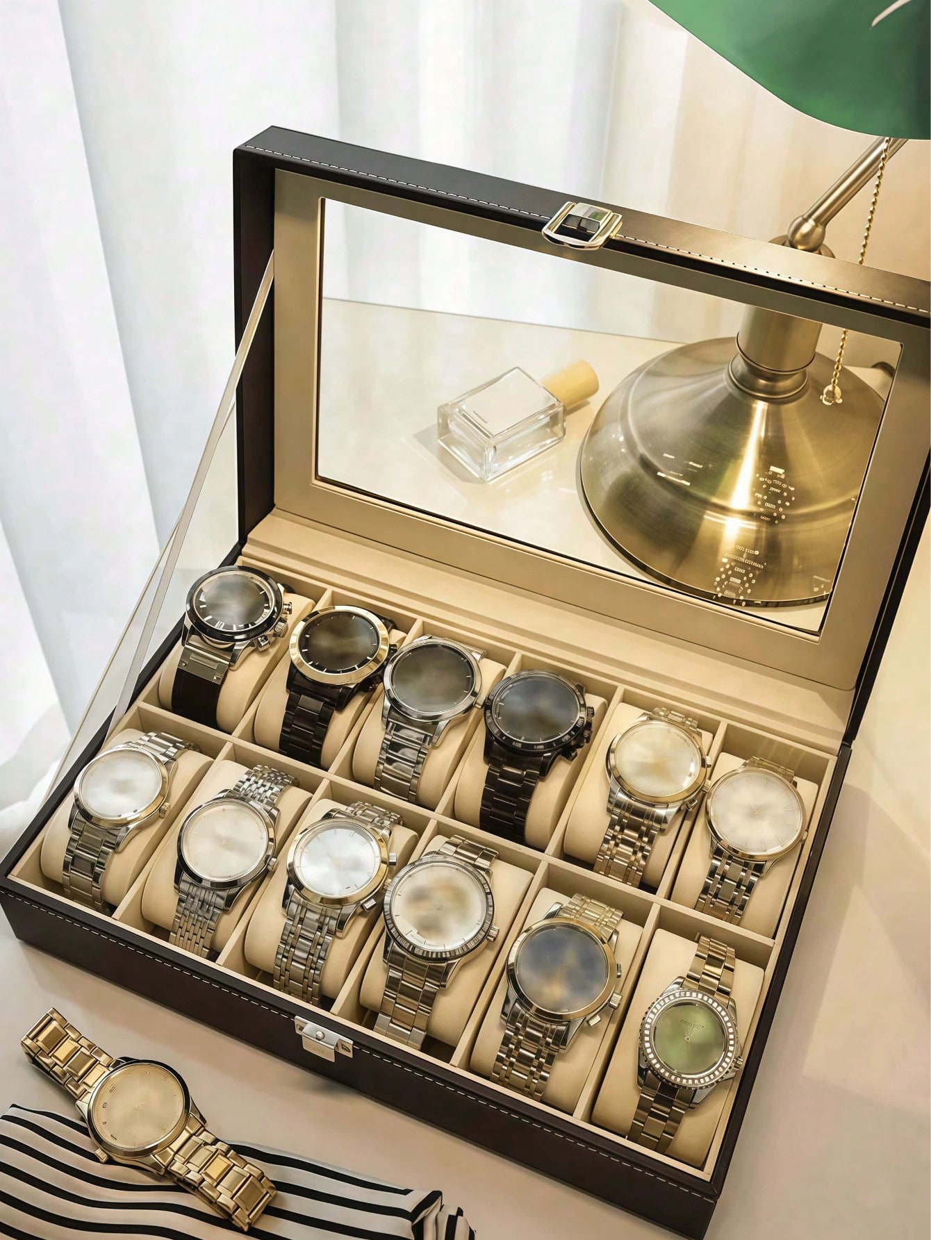 Leather Watch Box with Lock, L - Jewelry Organizer Watches recension och pris