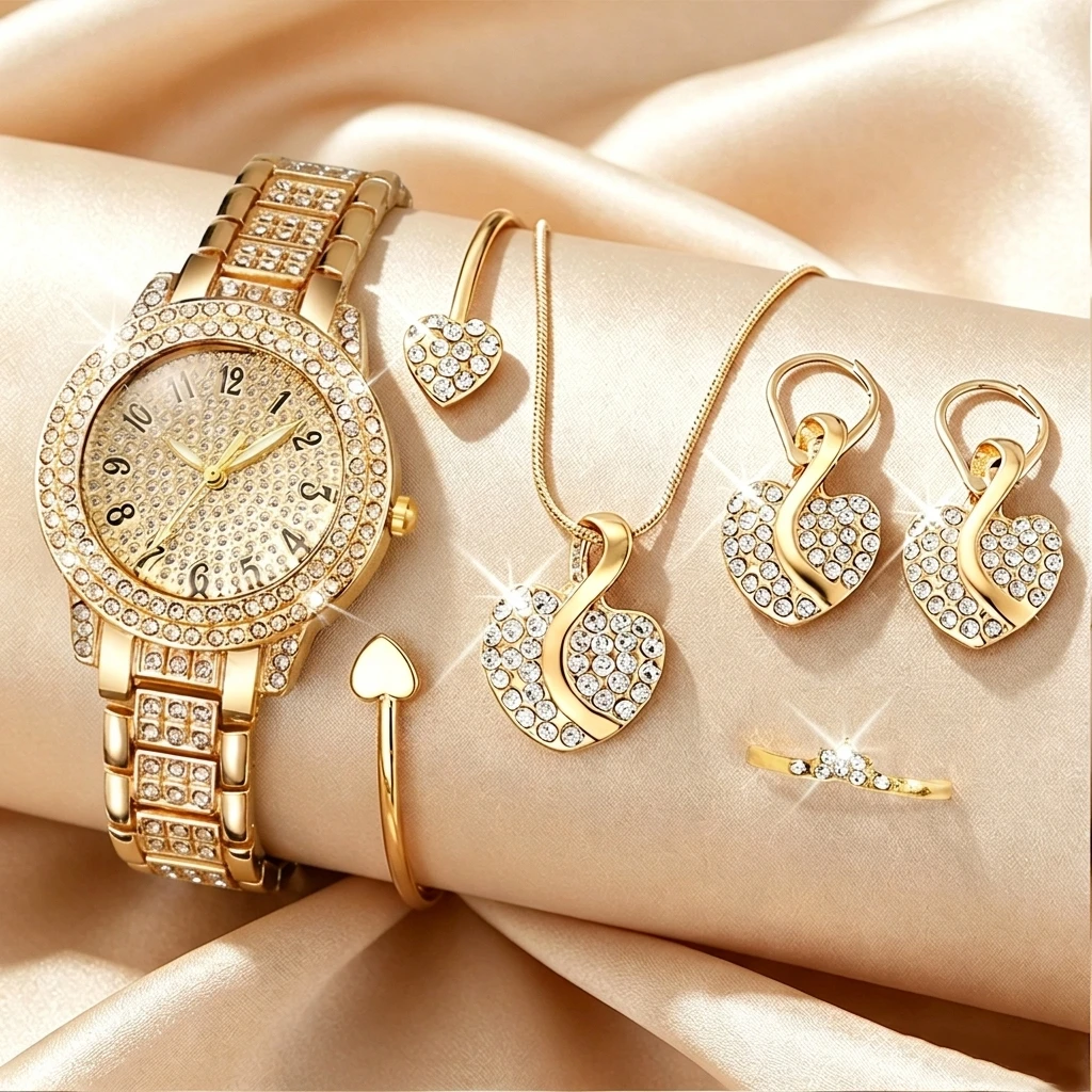 6PCS Fashion Rhinestone Women  - Jewelry Clasp Watches recension och pris