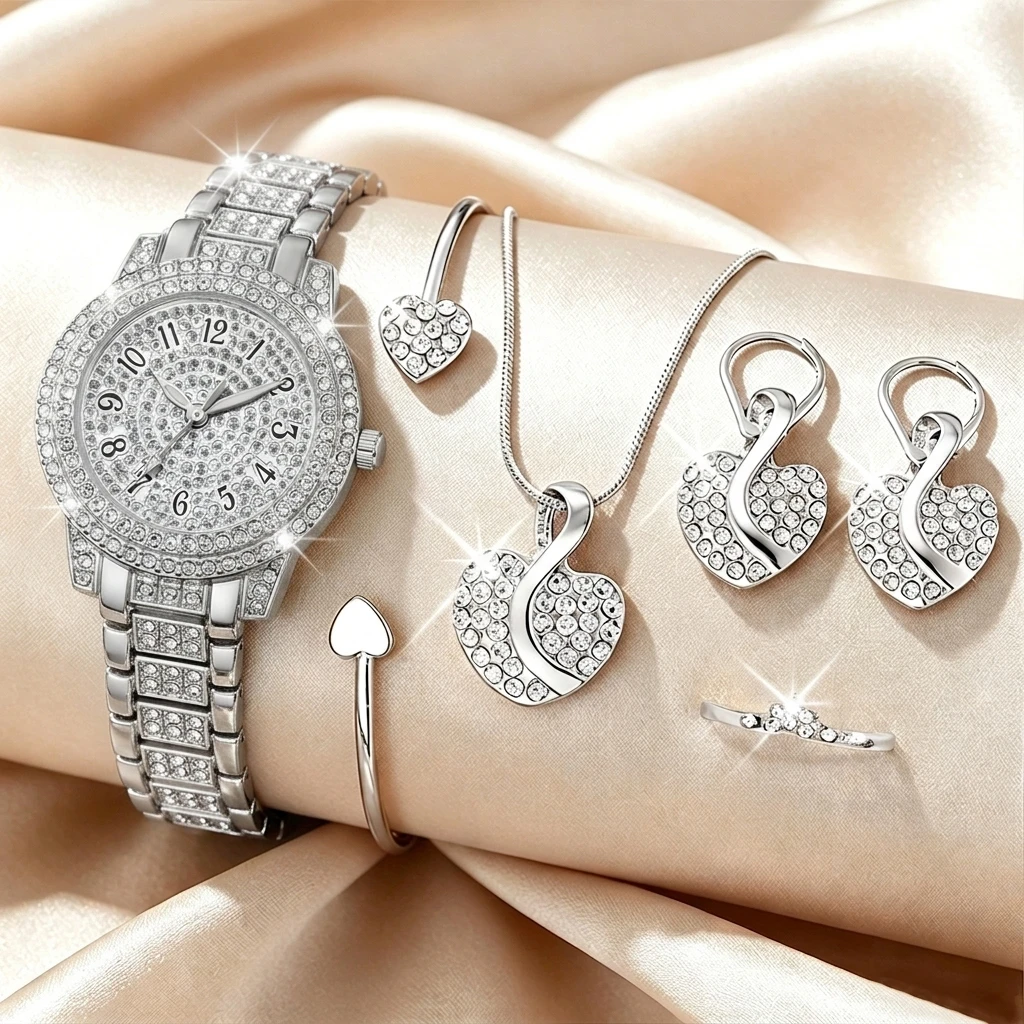 6PCS Fashion Rhinestone Women  - Jewelry Clasp Watches recension och pris