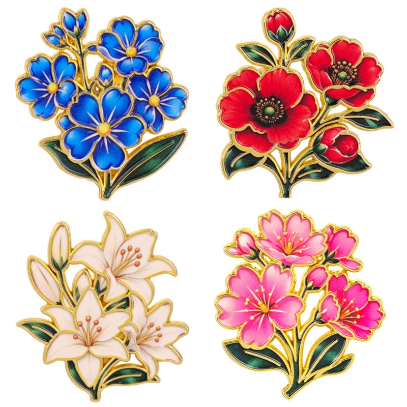 Cute Vintage Colorful Floral E - Vintage Brooch Pin recension och pris
