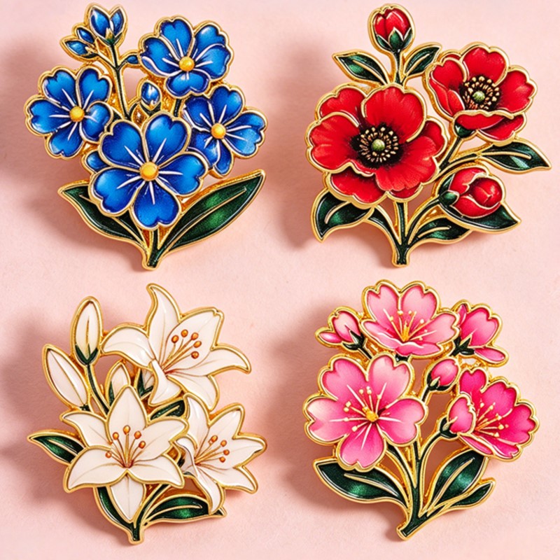 Cute Vintage Colorful Floral E - Vintage Brooch Pin recension och pris