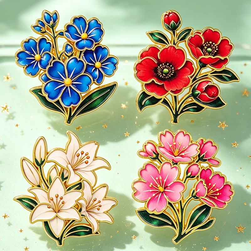 Cute Vintage Colorful Floral E - Vintage Brooch Pin recension och pris